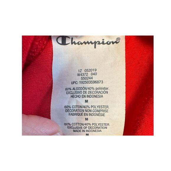 Champion Red Long Sleeve Stripe Crewneck Top Size Medium - Picture 6 of 6